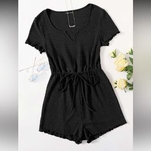 Black Knit Short Sleeve Romper